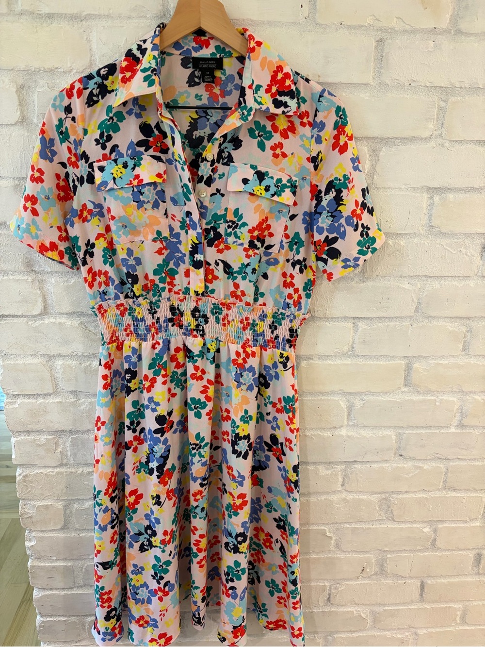 Halogen x Atlantic-Pacific Floral Smocked Utility Dress (B4)